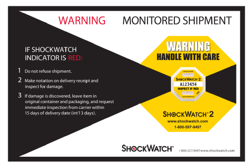 Indicadores de impacto Shockwatch 2. Shockwatch lavel - Sercalia