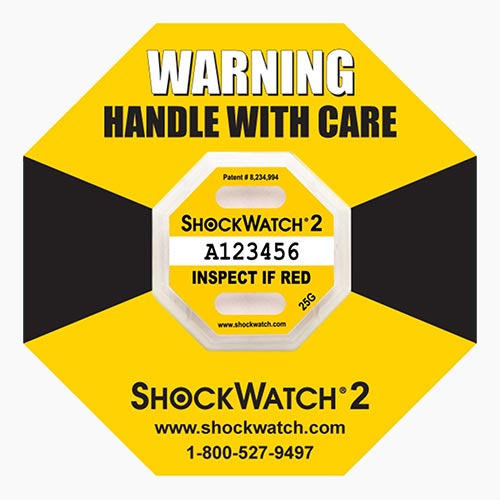 Shockwatch 2. 25G. Indicador de impacto. Dispositivos de un solo uso, go / no-go que determina si sus productos han sufrido un impacto durante el tránsito o en el almacenamiento. Sercalia