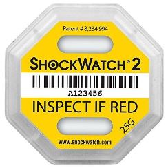 Shockwatch 2. Indicateur d'impact. Indicateurs de choc. Detecteur de choc. Sercalia
