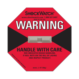 Shockwatch. Indicateur d'impact. Indicateur de choc. Detecteur de choc. Sercalia