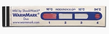 Indicador de temperatura. WarmMark Duo. Control temperatura. Indica ascensos por encima de los 34ºC  y descensos por debajo de los 10ºC.- Sercalia