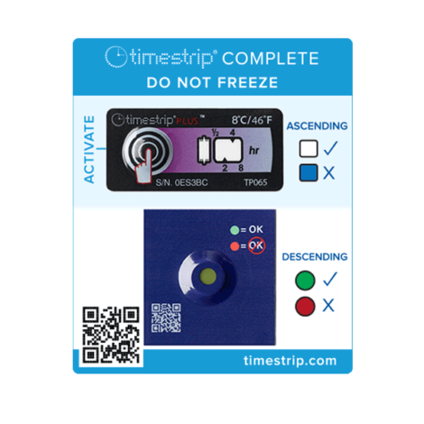 Indicador de temperatura. Timestrip Complete Card. Producto para control en la cadena de frío. Sercalia