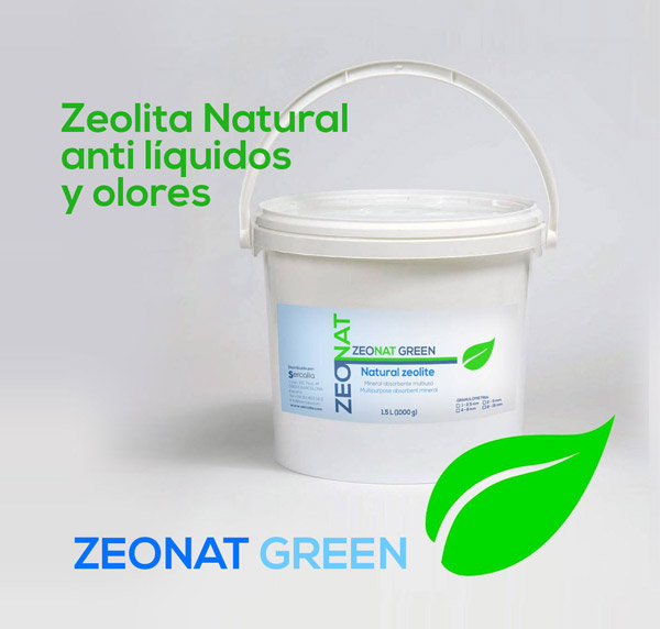 Zeolita natural. Zeolita  Anti líquidos y olores. ZEONAT GREEN. Sercalia